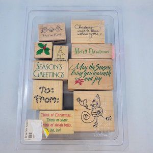 Wood Stamps Christmas Holiday Paper Crafts Card Making Scrapbooking Read